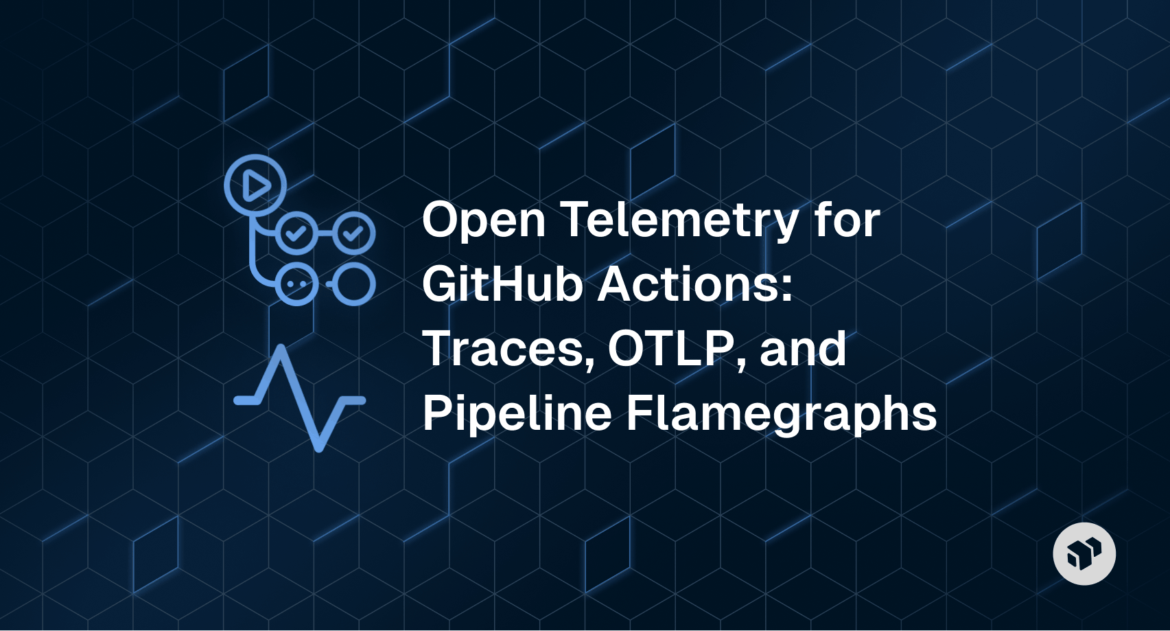 Diagram of OpenTelemetry integration for GitHub Actions, showing traces exported via OTLP and visualized as pipeline flamegraphs for performance monitoring and workflow observability.