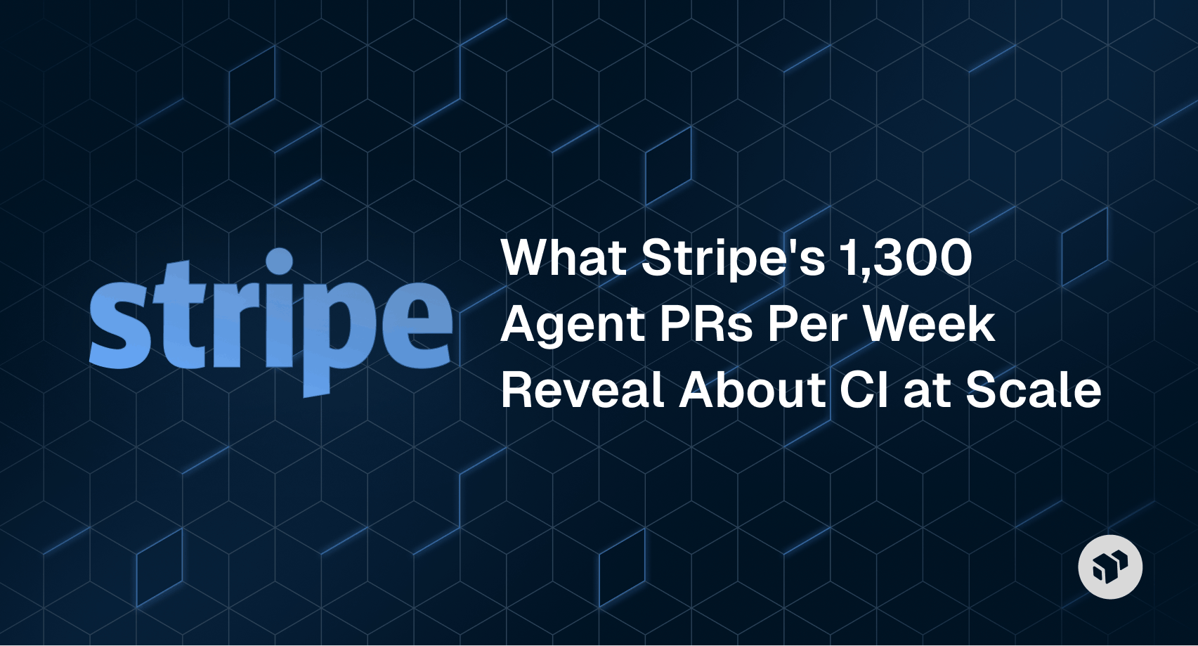 CI at scale dashboard showing Stripe’s system processing 1,300 agent pull requests per week, highlighting automated code review workflows, continuous integration performance metrics, and developer productivity insights.