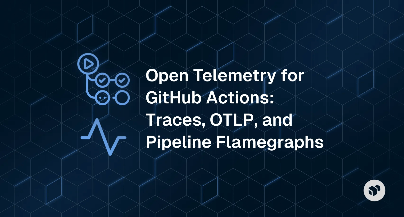 Diagram of OpenTelemetry integration for GitHub Actions, showing traces exported via OTLP and visualized as pipeline flamegraphs for performance monitoring and workflow observability.